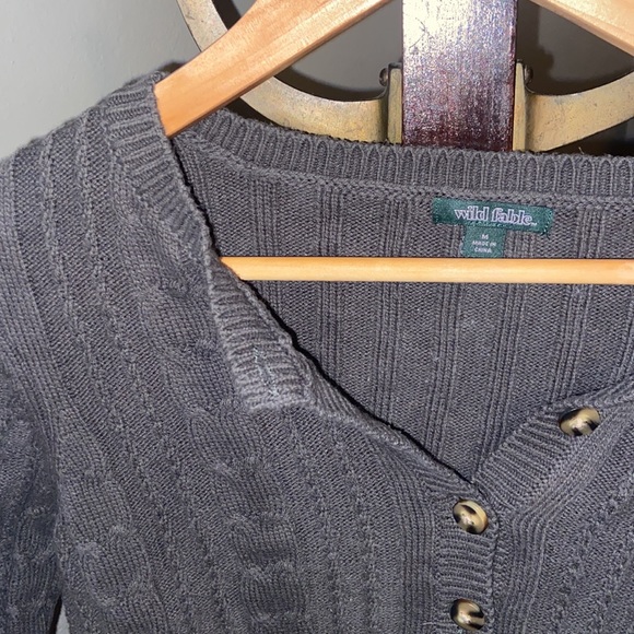 Dark Olive Green Button Up Sweater - Picture 3 of 3